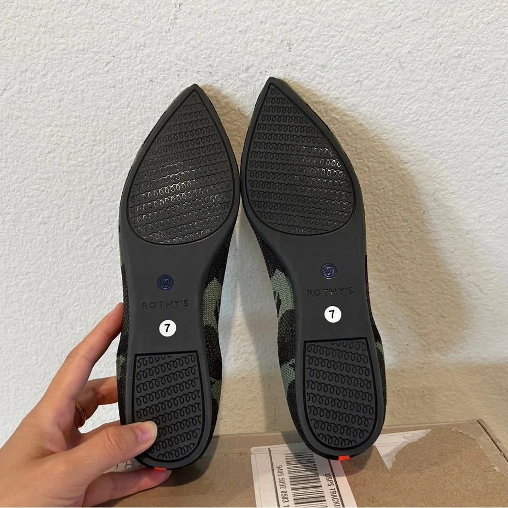 Rothy's The Point Flats in Olive Camo, Size 7, New in Box